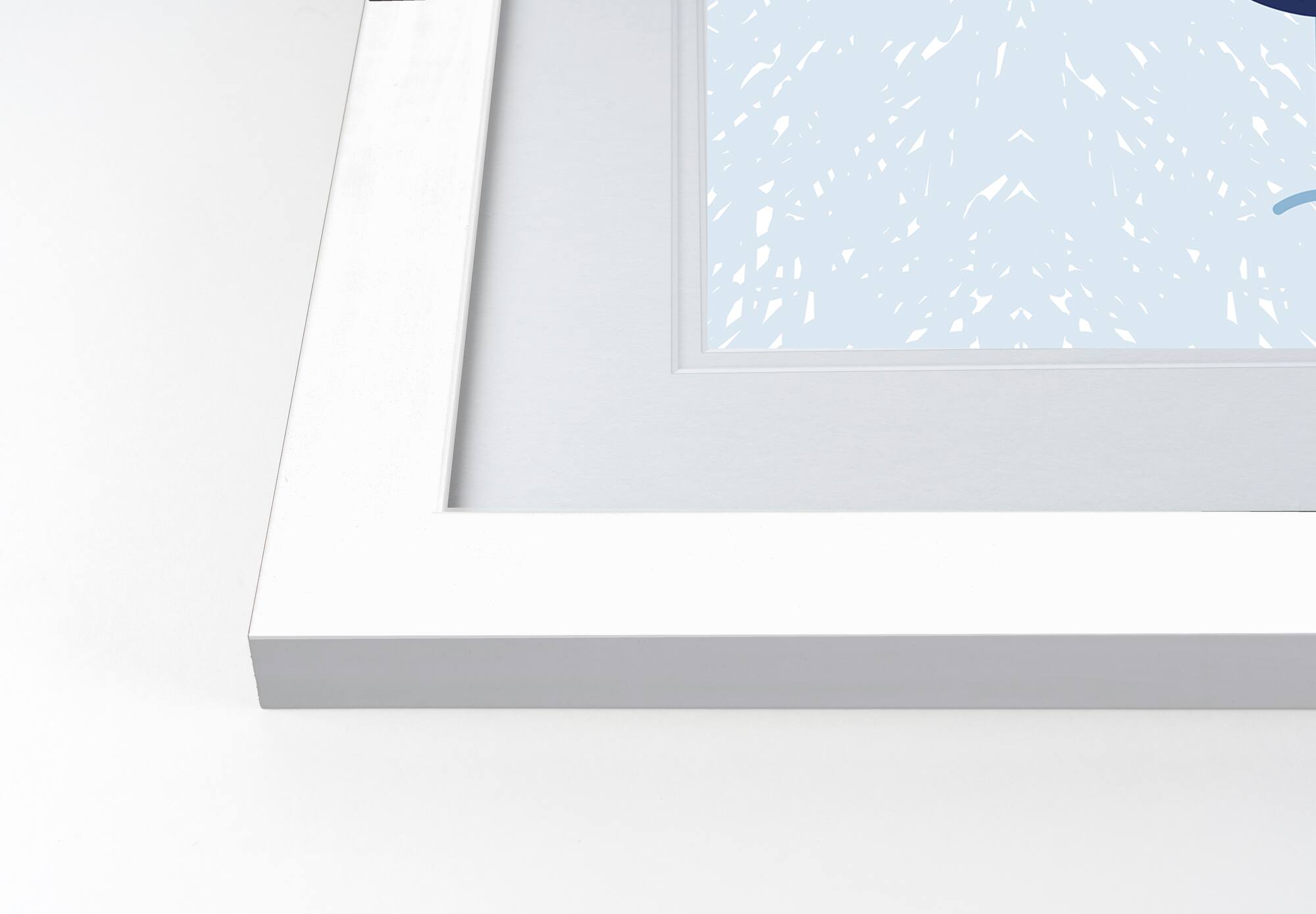 Blue Hand Turkey Fall Print in White Frame